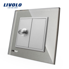 Free shipping Livolo EU Crystal Glass Panel 220v satellite socket